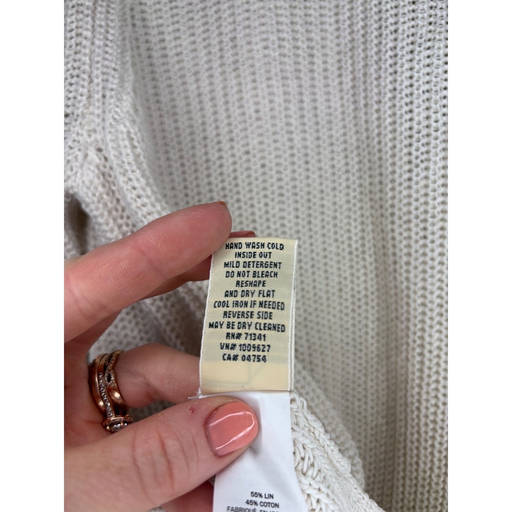 LL Bean Pointelle Cardigan Coastal Cottagecore Lightweight Layering Size M‎ - Picture 5 of 5